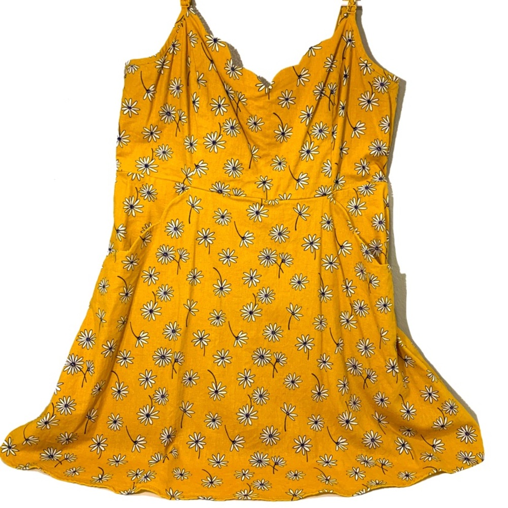 Mustard Yellow Floral Mini Spring Dress